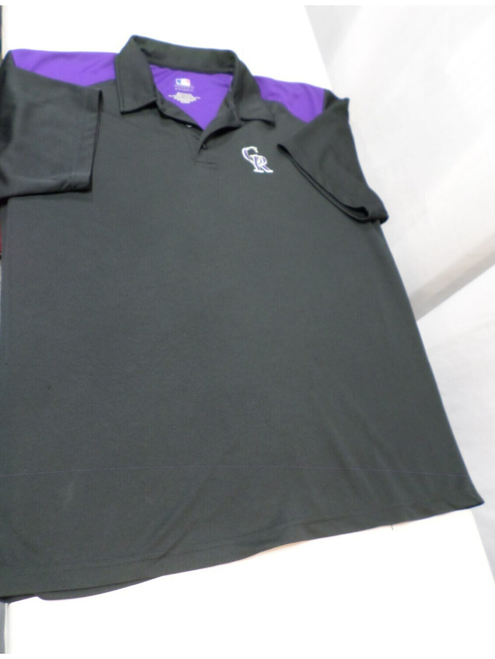 MLB GENUINE MERCHANDISE COLORADO ROCKIES 100% POLYESTER BLACK POLO SHIRT XL